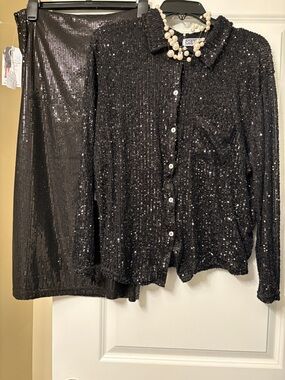 Black Sequin Pencil Skirt